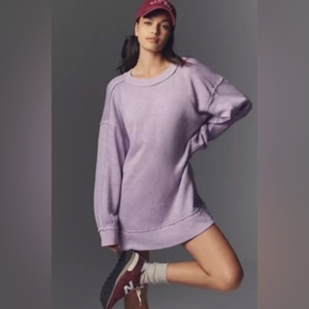 NEW Anthropologie Pilcro Oversized Pullover Sweater Sweatshirt Lilac Lavender